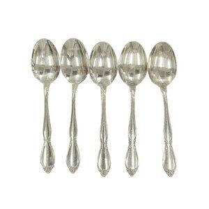 Oneida Community CHATELAINE Set of 5 Oval Soup Spoons Stainless Flatware 6.75"